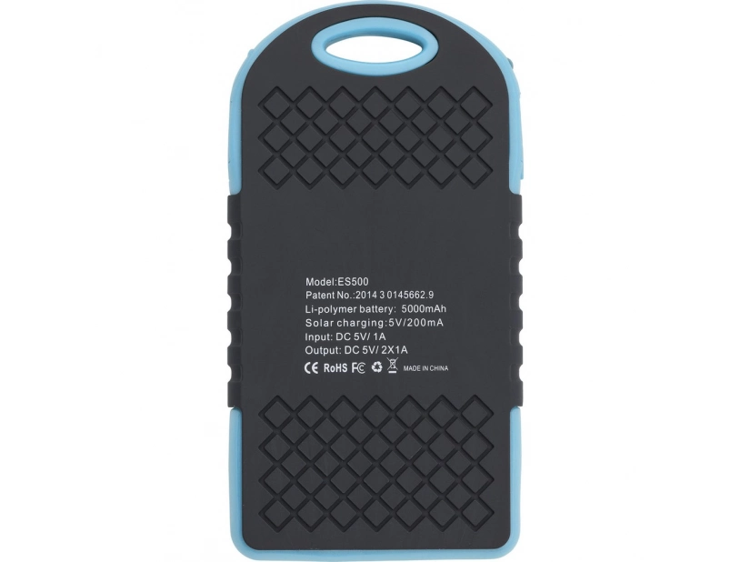 Powerbank solarny 4000 mAh niebieski z logo firmy