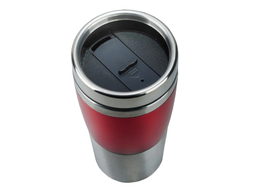 Kubek termiczny Resolute 380 ml, czerwony/srebrny 