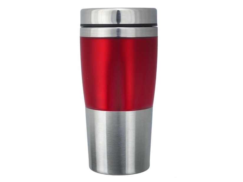 Kubek termiczny Resolute 380 ml, czerwony/srebrny 