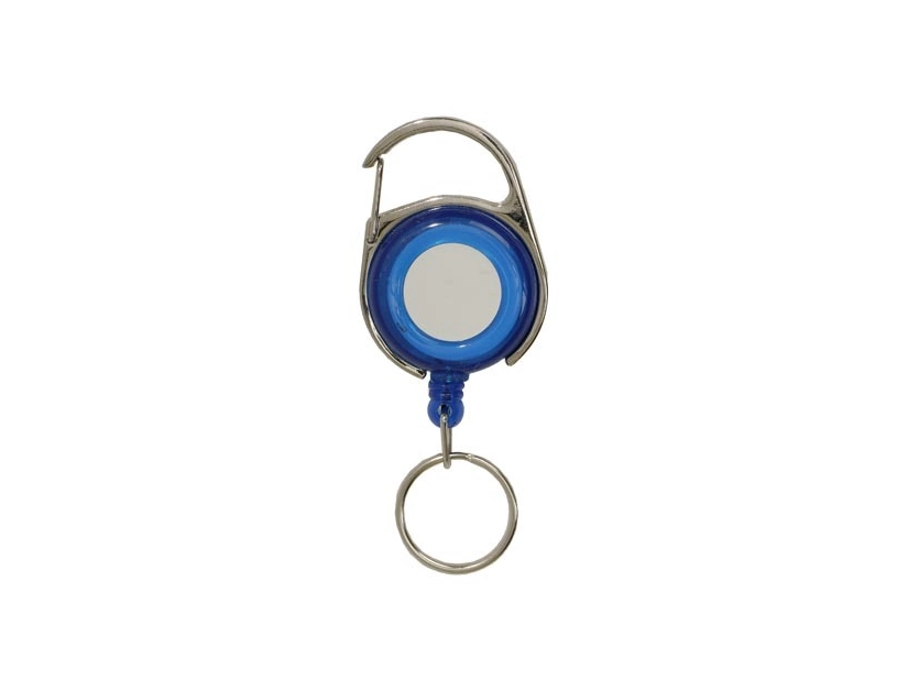 Skipass z logo niebieski metalowo-plastikowy z karabińczykiem