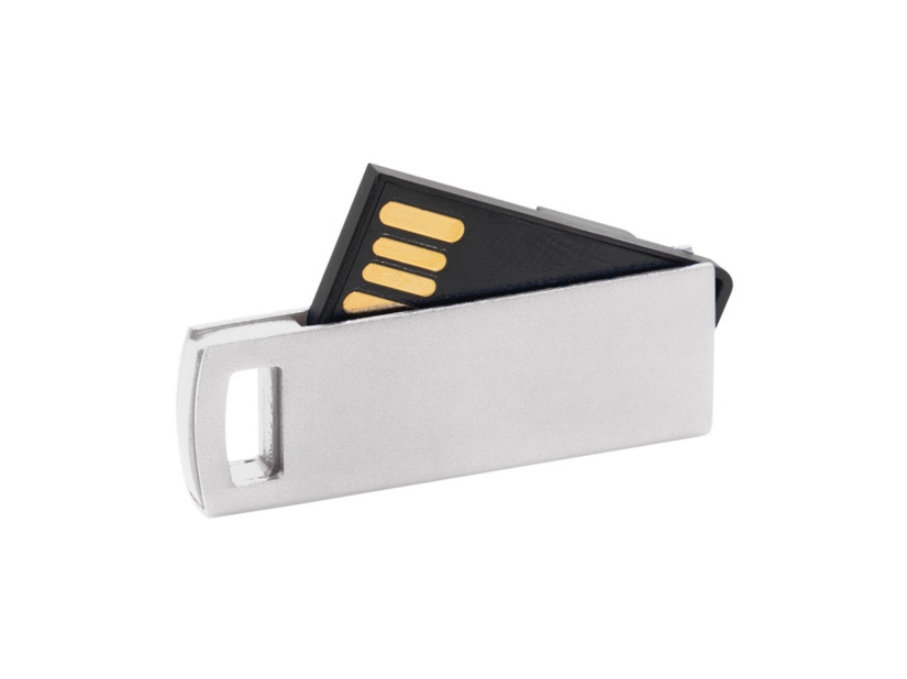 Pendrive metalowy srebrny slim z miejscem na logo firmy