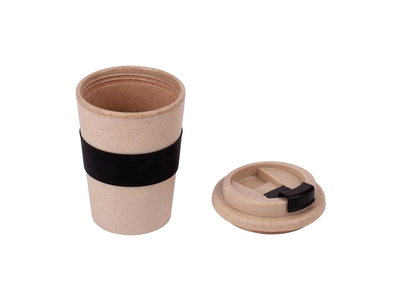 kubek ekologiczny z czarnym opaskiem