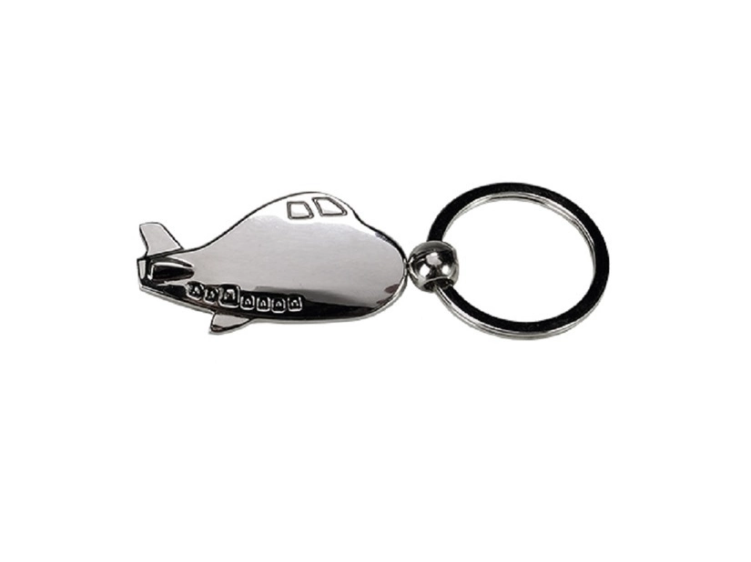Brelok metalowy Avion srebrny z grawerem i logo firmy