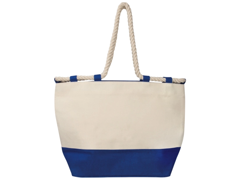 Torba plażowa z juty, z niebieskim spodem