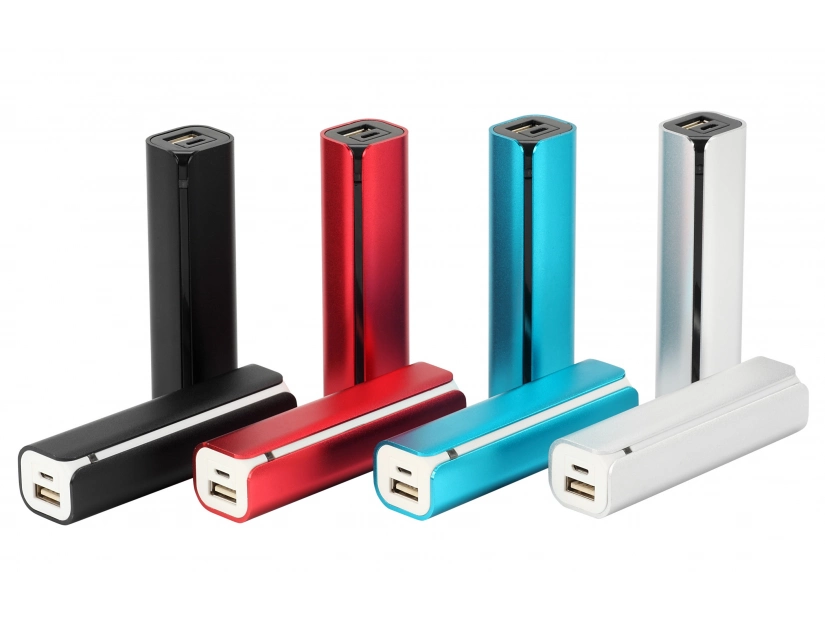 Power bank jasnoniebieski z czarną wkładką i grawerem logo