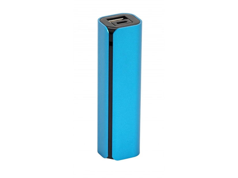 Power bank jasnoniebieski z czarną wkładką i grawerem logo