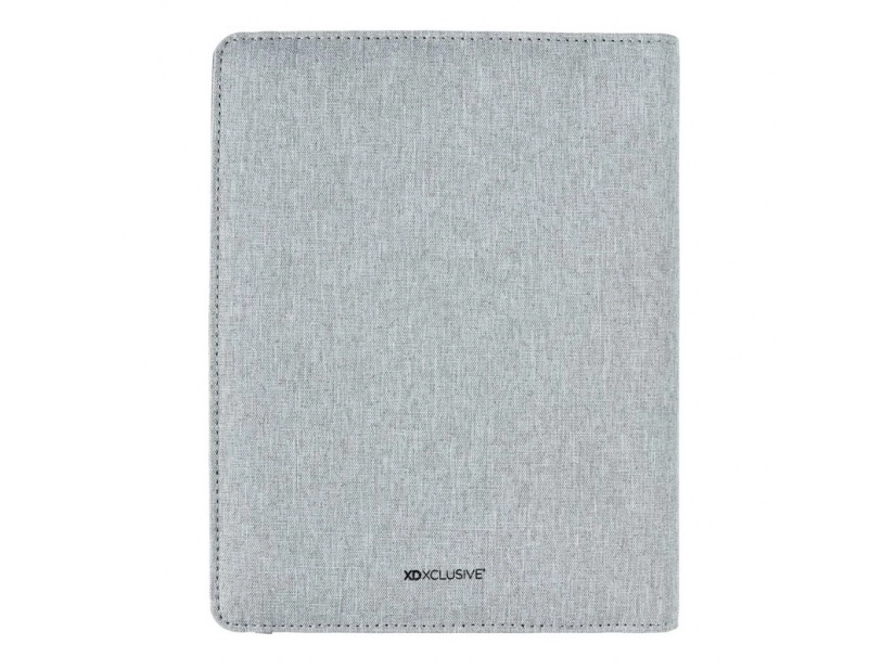 Szara teczka RPET z powerbankiem 5000 mAh i miejscem na logo