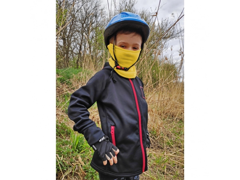 Komin koloru fuksji dla dzieci z nadrukiem logo, osłona na twarz i szyję, rozmiar dziecięcy