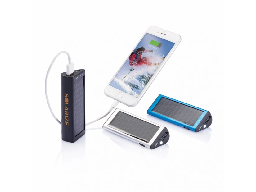 Solarny power bank 2200 mAh@ z panelem słonecznym, nadruk logo