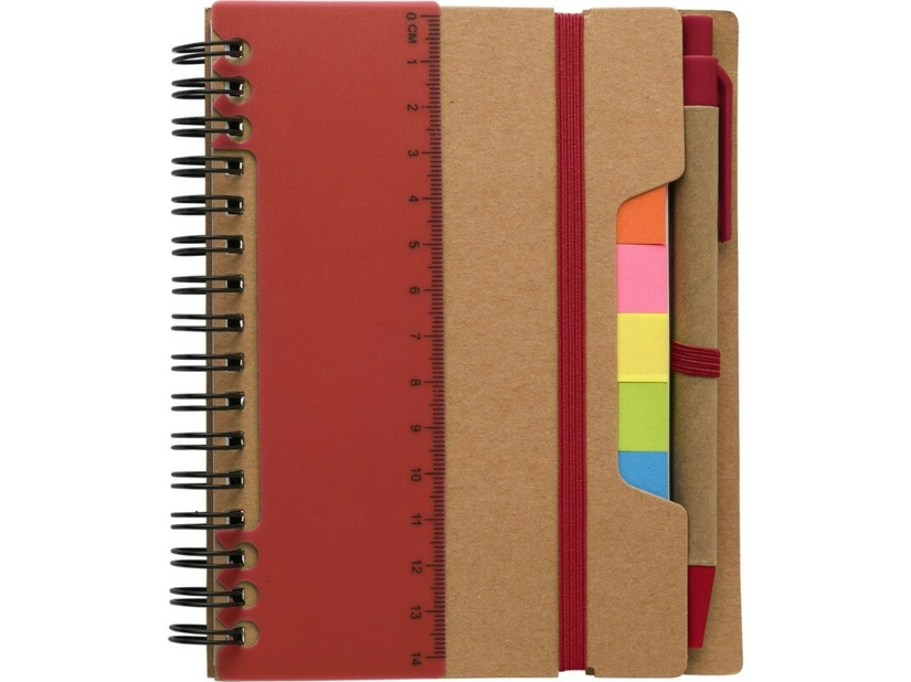 Notes z długopisem i linijka, karteczki samoprzylepne