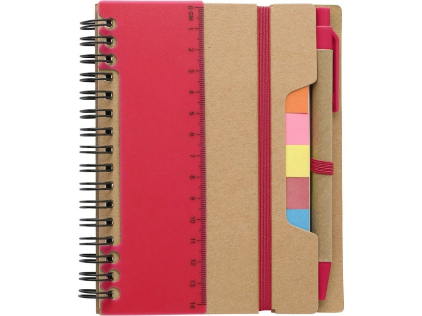 Notes z długopisem i linijka, karteczki samoprzylepne