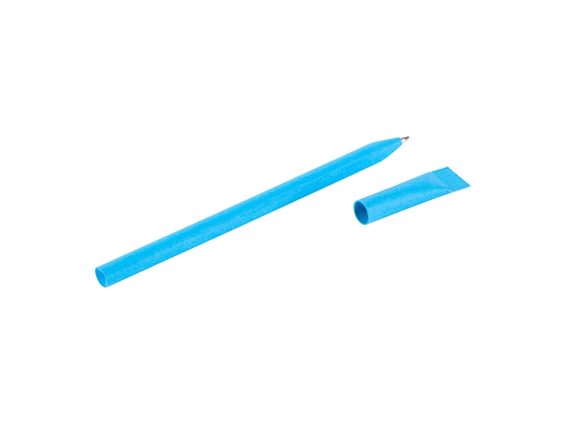 Niebieski ekologiczny długopis papierowy z logo firmy