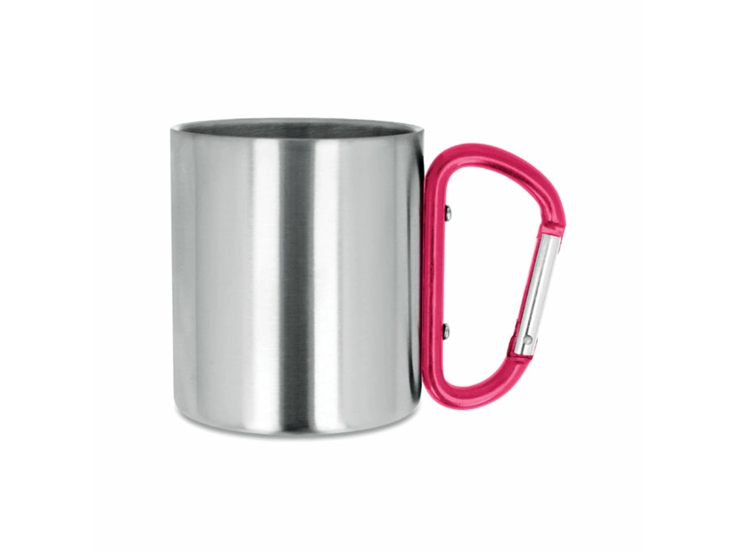 Kubek metalowy 220ml z czerwonym karabińczykiem z logo