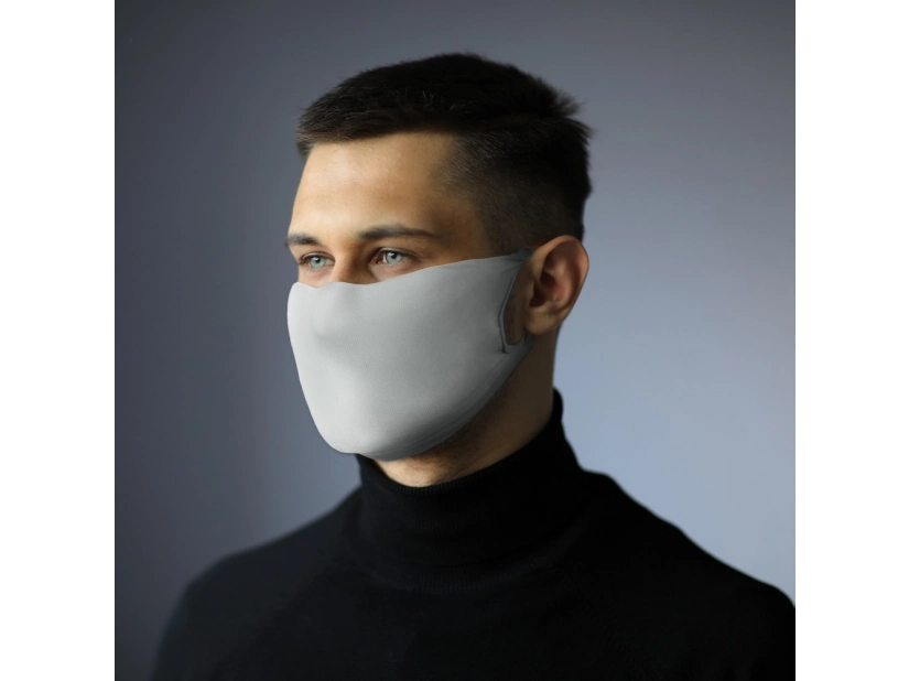 Maseczka ochronna wielorazowa do nadruku logo z miejscem na filtr i jonami srebra