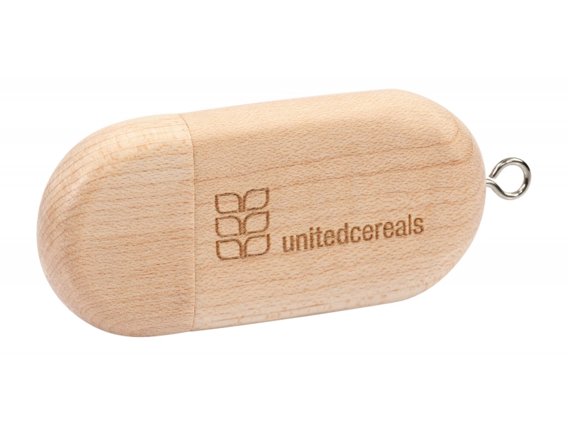 Pendrive drewniany jasny brąz z grawerem logo USB 3.0