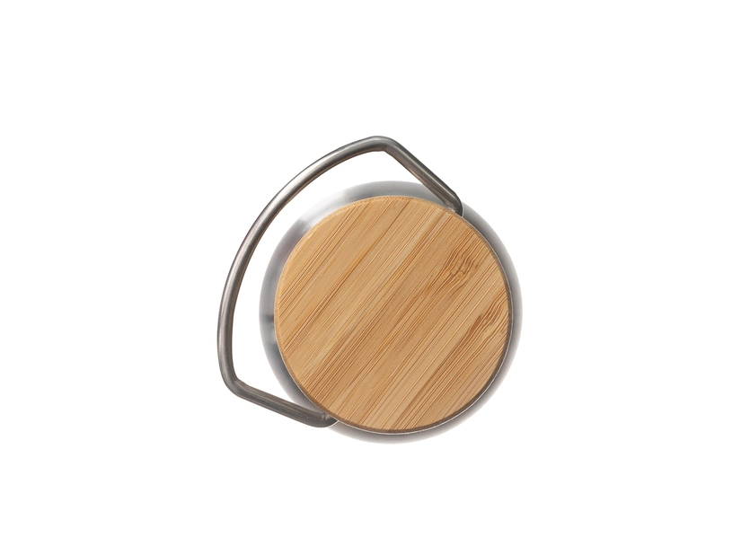 Srebrna butelka termiczna Malmo 500 ml z bambusową zakrętką