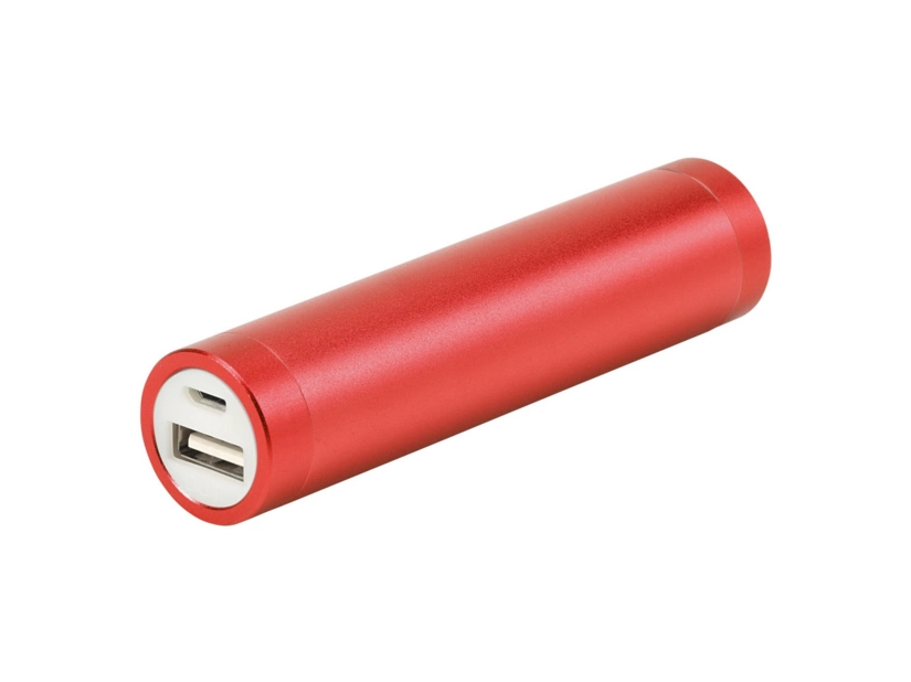 Czerwony power bank metalowy z grawerem logo dla firm