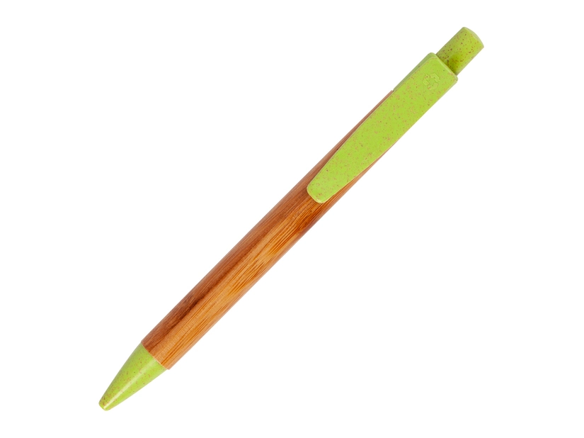 Bambusowy długopis ekologiczny z zielonym akcentem i logo