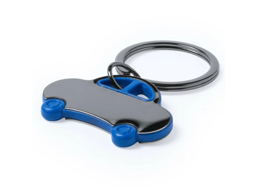 Niebieski brelok samochodowy stalowy z logo firmowym