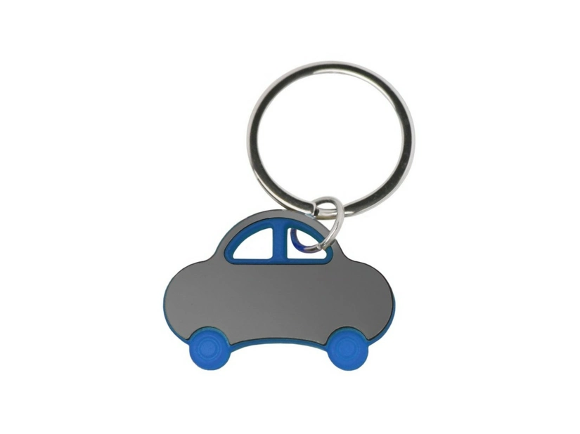 Niebieski brelok samochodowy stalowy z logo firmowym