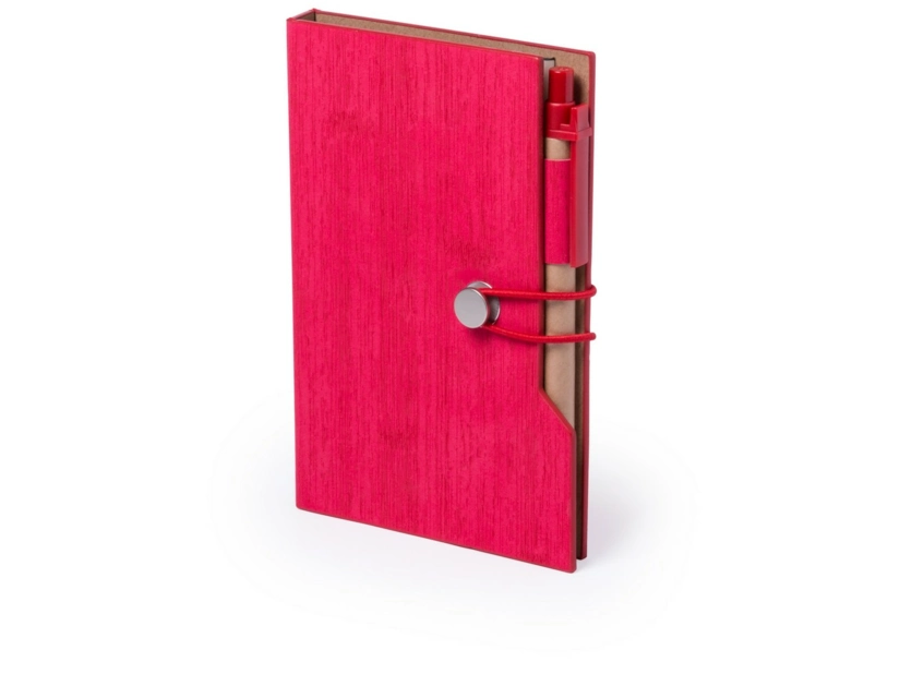Czerwony notatnik  A6 z karteczkami samoprzylepnymi i długopisem