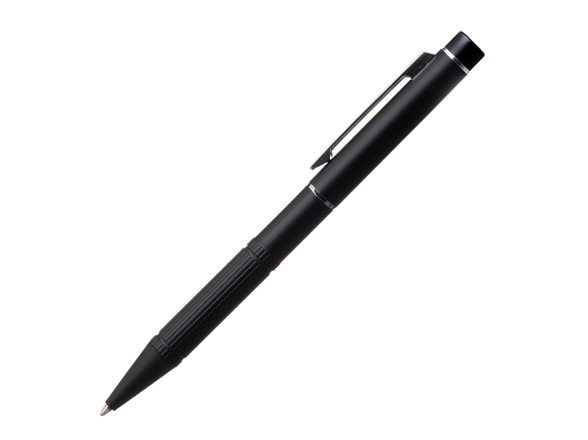 Czarny długopis metalowy z laserem i grawerem logo