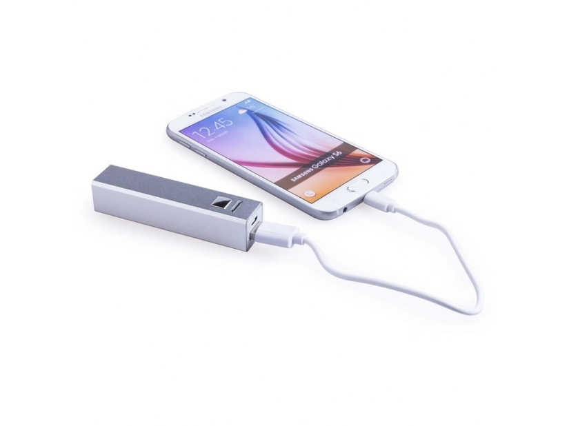 Powerbank srebrny aluminiowy 2200mAh z grawerem logo