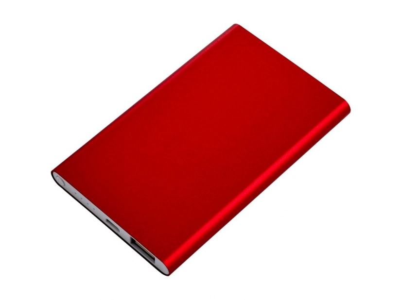 Czerwony power bank aluminiowy 4000 mAh z grawerem logo