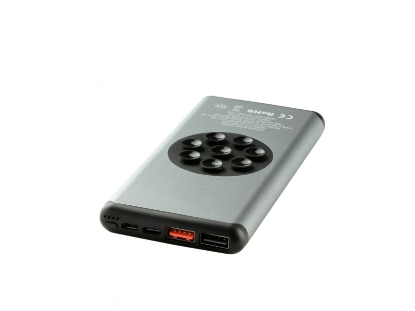 Powerbank grafitowy @ 10 000 mAh z logo i przyssawkami