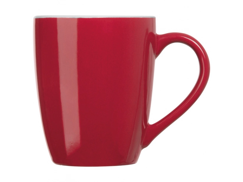 Reklamowy kubek ceramiczny biało czerwony 300 ml