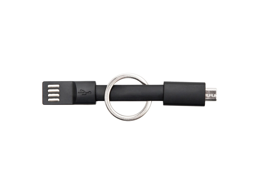 Czarny brelok do kluczy w postaci kabla USB