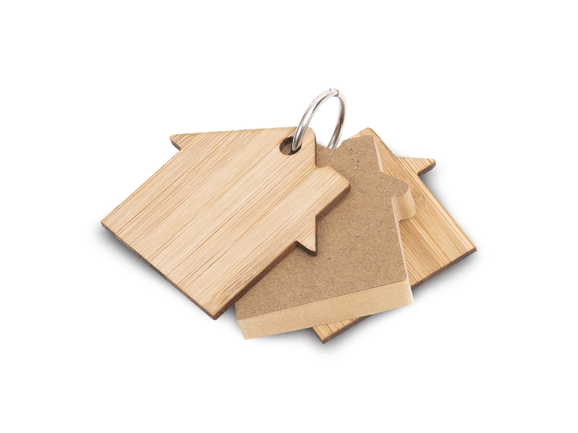 Bambusowy brelok z notesem memo Homeland, beżowy