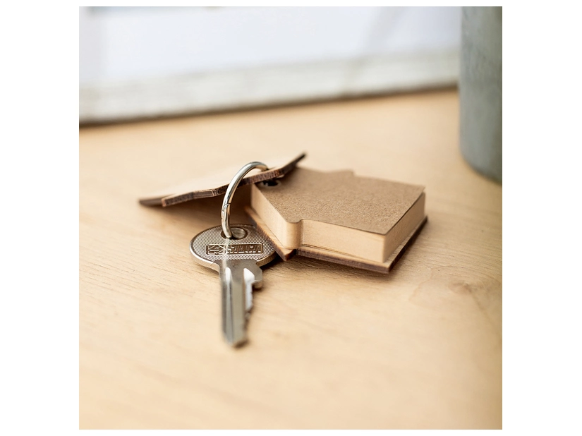 Bambusowy brelok z notesem memo Homeland, beżowy