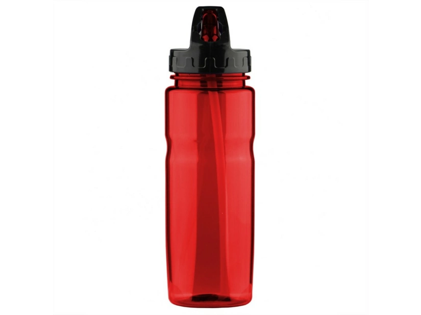 Czerwona butelka z tritanu ze słomką