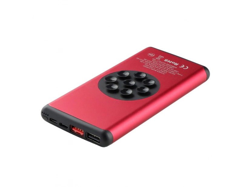 Bezprzewodowy power bank 10000 mAh @ Mauro Conti z przyssawkami, czerwony, 10W