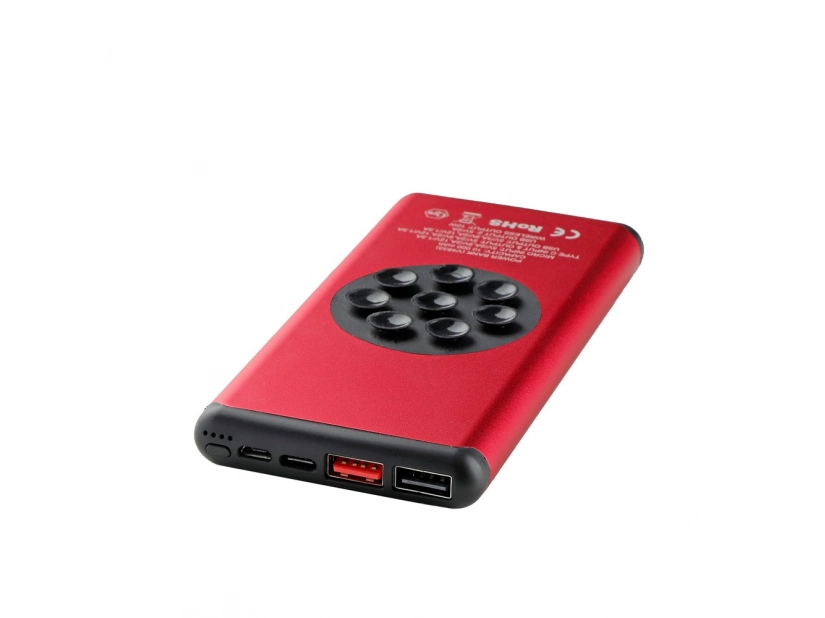 Bezprzewodowy power bank 10000 mAh @ Mauro Conti z przyssawkami, czerwony, 10W