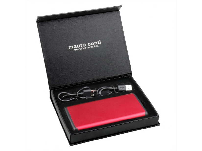Bezprzewodowy power bank 10000 mAh @ Mauro Conti z przyssawkami, czerwony, 10W