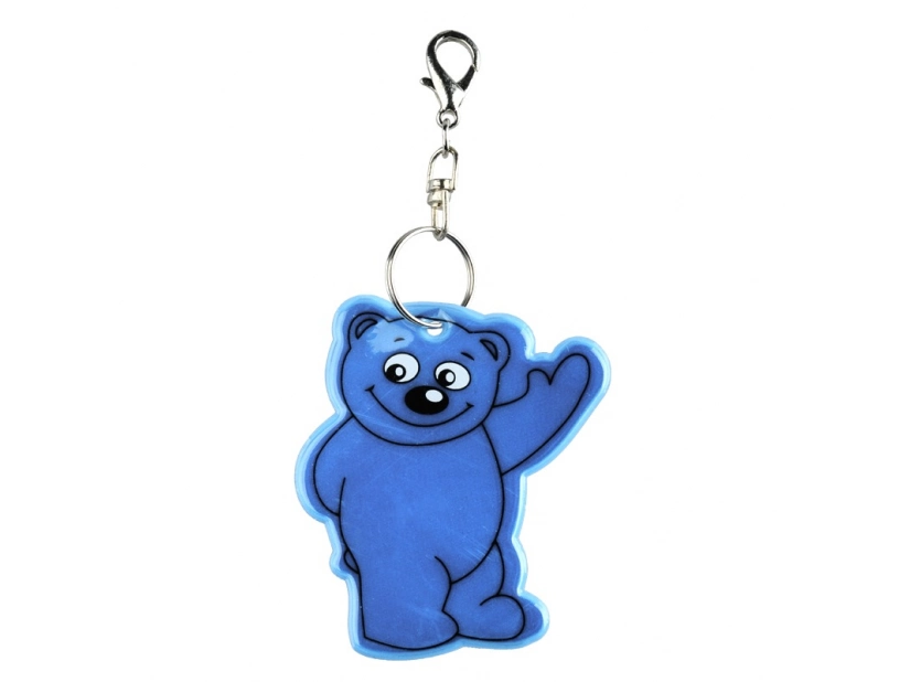 Brelok odblaskowy miś niebieski z nadrukiem logo