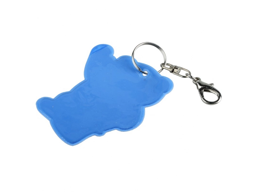 Brelok odblaskowy miś niebieski z nadrukiem logo