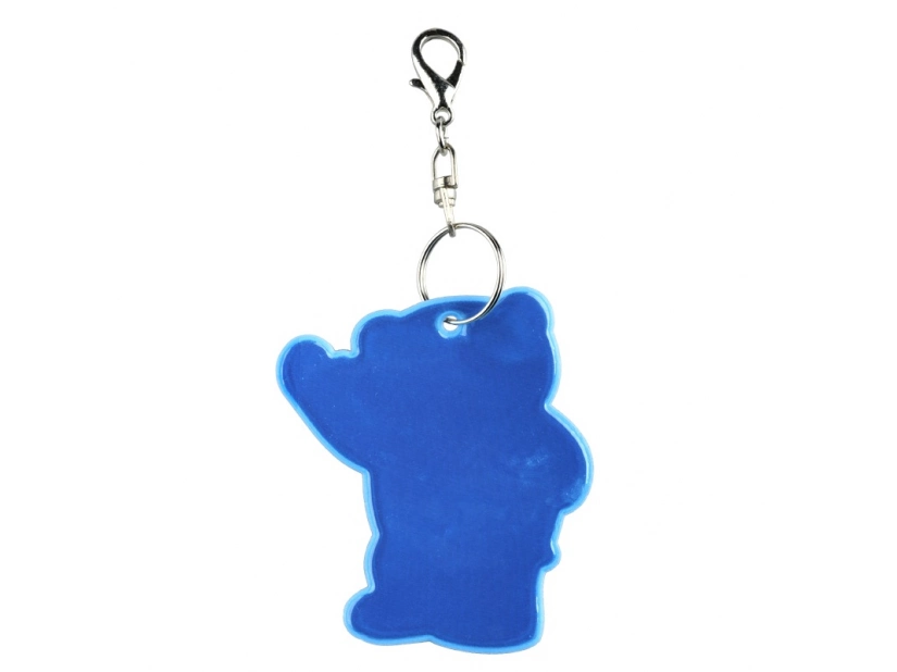 Brelok odblaskowy miś niebieski z nadrukiem logo