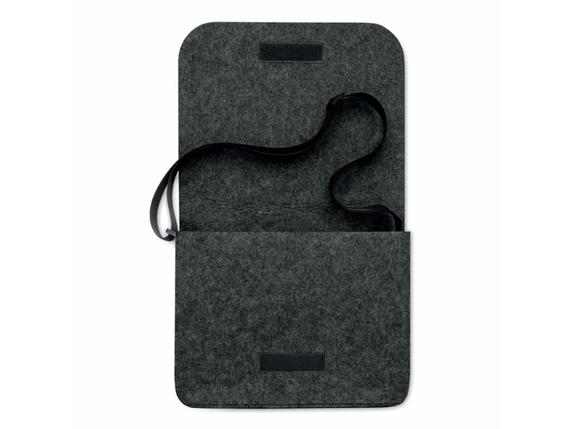 Filcowa torba listonoszka na laptop, ciemno czarny