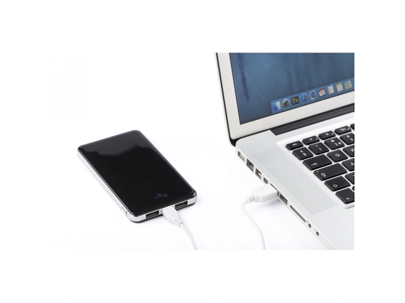 Power bank 5000mAh w czarnym kolorze@ do nadruku logo, najlepiej białego