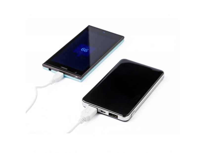 Power bank 5000mAh w czarnym kolorze@ do nadruku logo, najlepiej białego