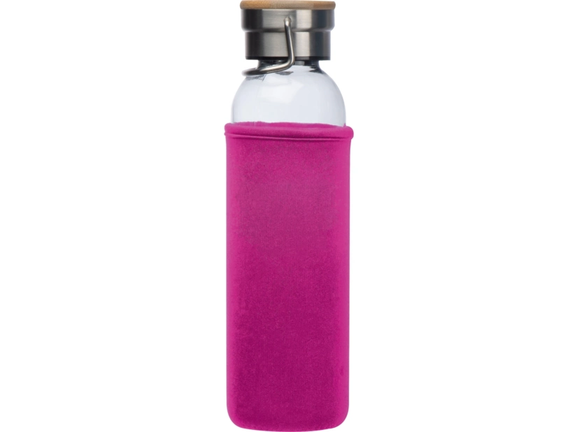 Szklana butelka w różowym etui 600ml