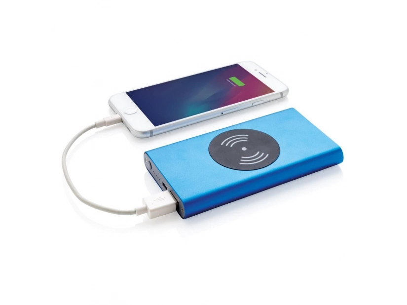 Powerbank aluminiowy jasnoniebieski 4000 mAh z logo firmy