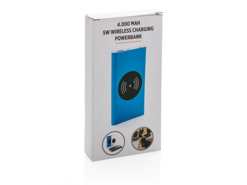 Powerbank aluminiowy jasnoniebieski 4000 mAh z logo firmy