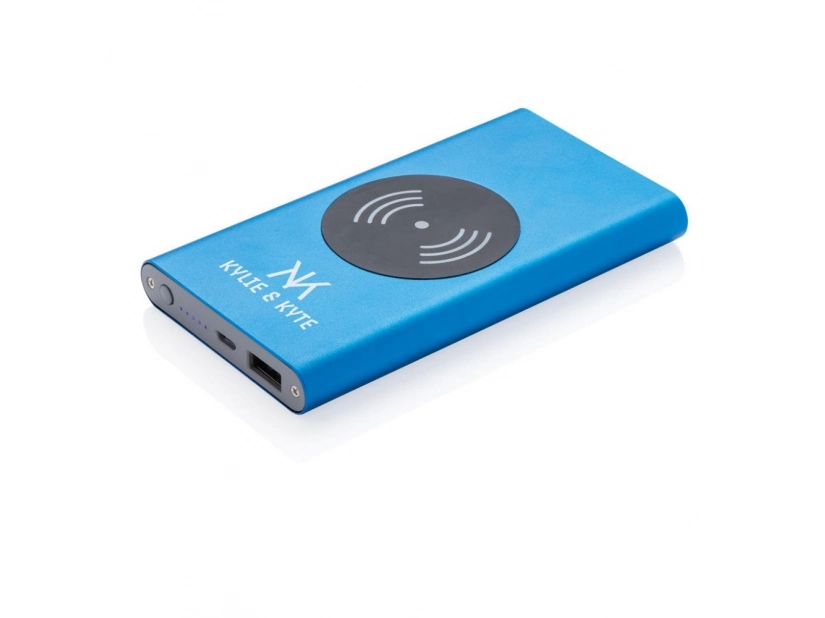 Powerbank aluminiowy jasnoniebieski 4000 mAh z logo firmy