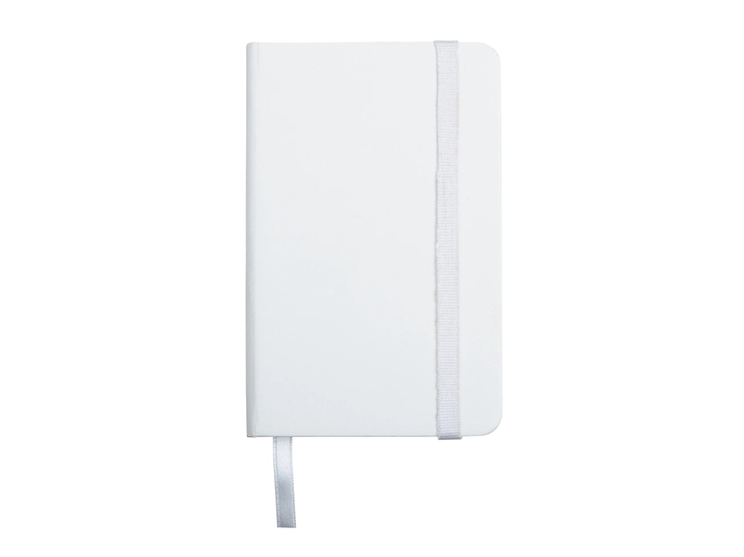 Biały notes 13x21 cm z logo, twarda oprawa, 80 kartek