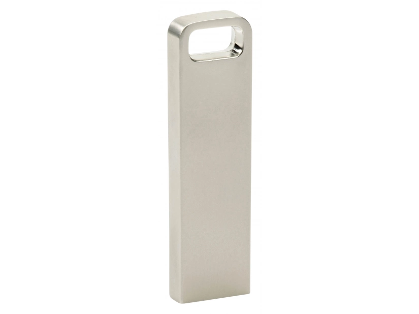 Srebrny pendrive metalowy slim z grawerem logo dla firm
