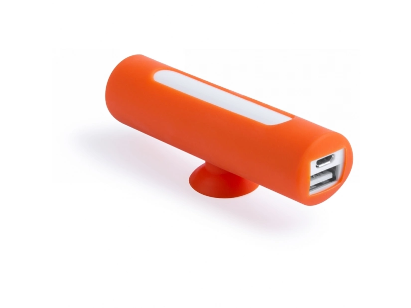 Power bank reklamowy pomarańczowy z przyssawką, ABS, logo